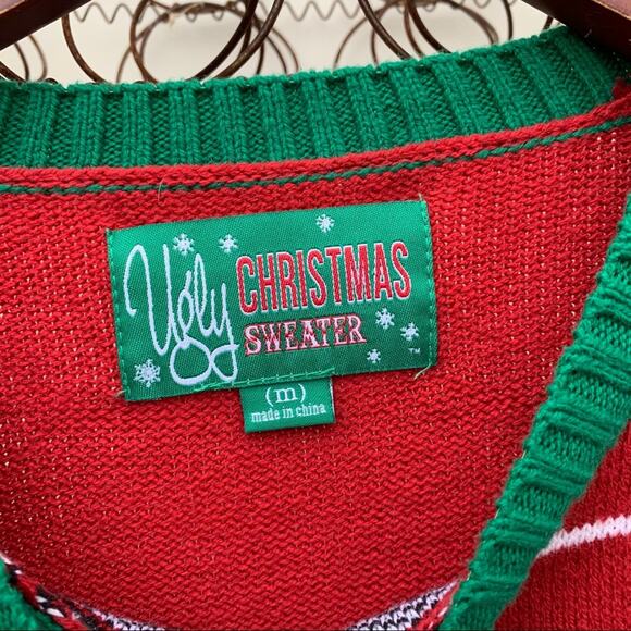 Ugly Christmas Sweater fireplace mantle tunic seen in a Hallmark movie MEDIUM - Picture 2 of 9